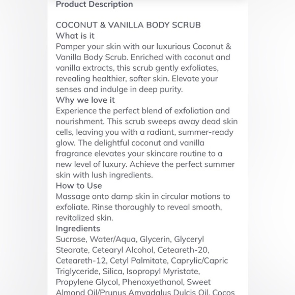 Farmasi Coconut & Vanilla Body Scrub in Cream Packaging - Picture 6 of 7